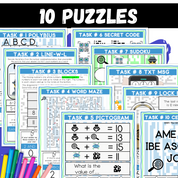 Spy Mission Logic Puzzle Escape Room | Summer Brain Teasers for Grades 4–6 | 10 Secret Agent Puzzles