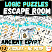 Ancient Egypt Escape Room | Logic Puzzle Activity for Grades 4–6 (10 Puzzles)