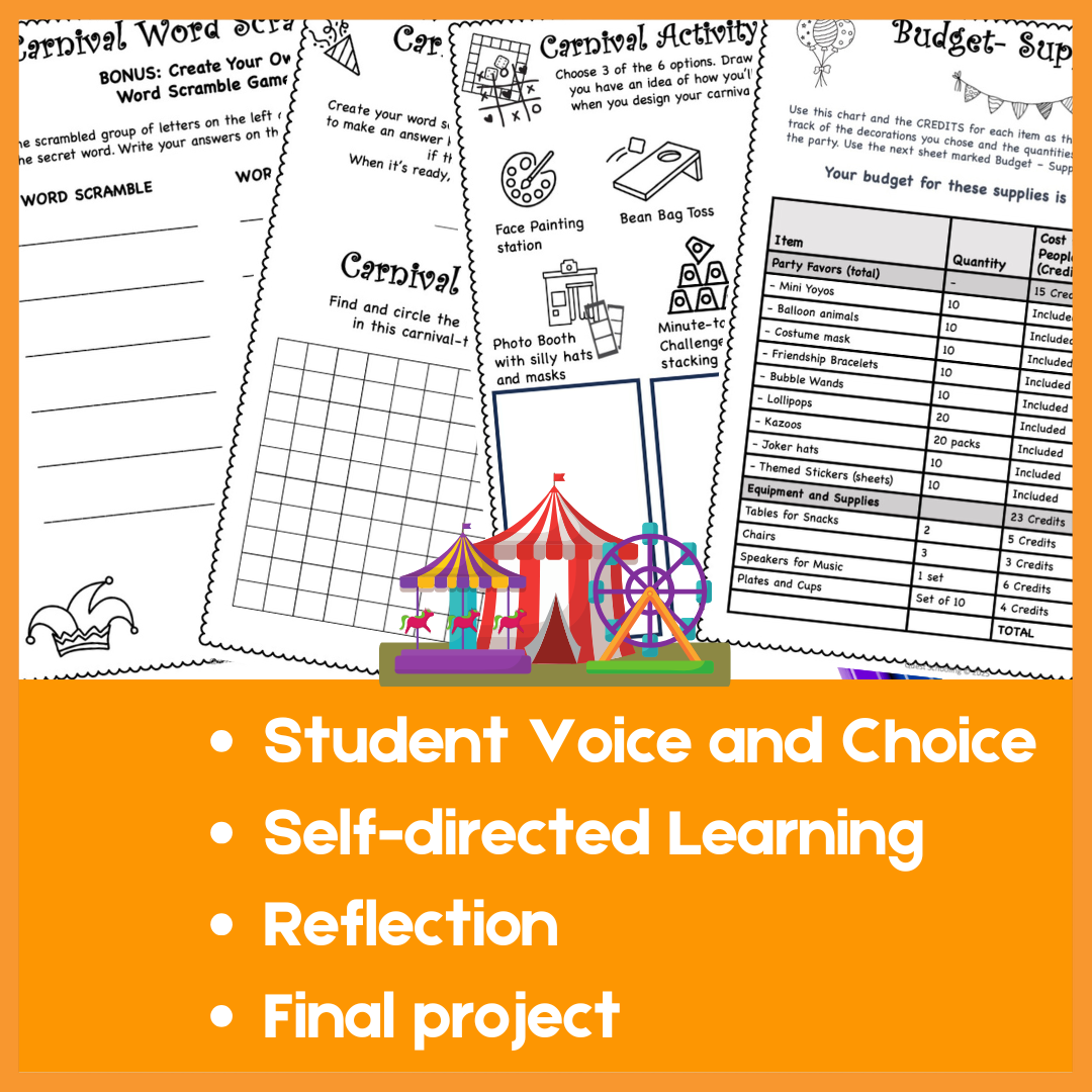 Carnival Party Planning Challenge | Project-Based Learning with Executive Function Skills