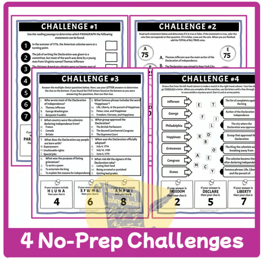 Declaration of Independence Escape Room | Civics Game for Grades 4–6