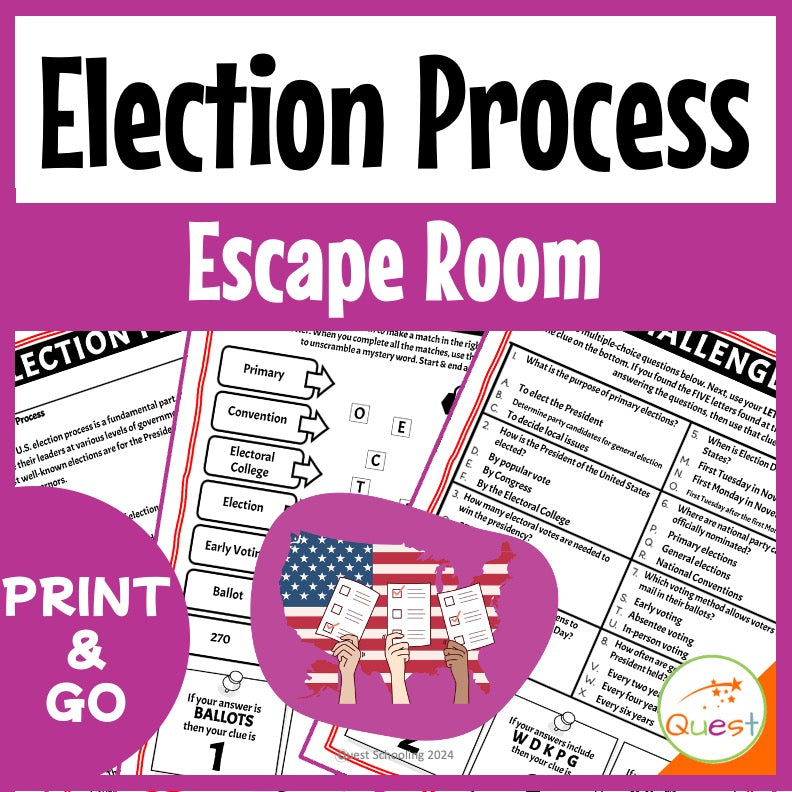 U.S. Election Process Escape Room | Civics & Government Activity for Grades 4–6