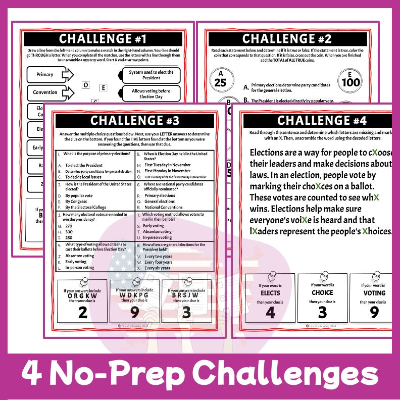 U.S. Election Process Escape Room | Civics & Government Activity for Grades 4–6