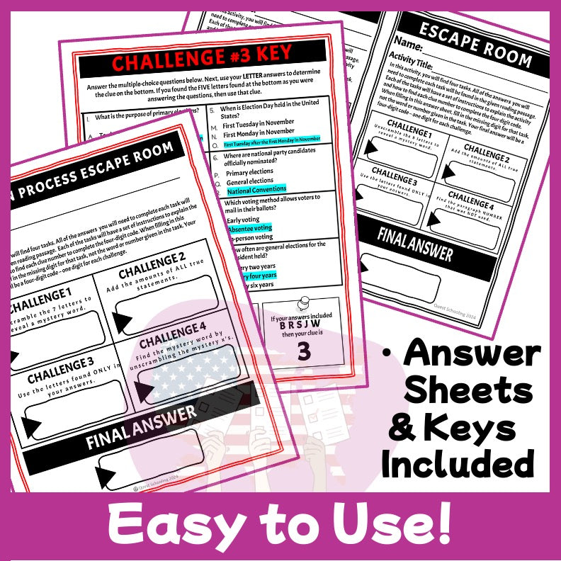 U.S. Election Process Escape Room | Civics & Government Activity for Grades 4–6