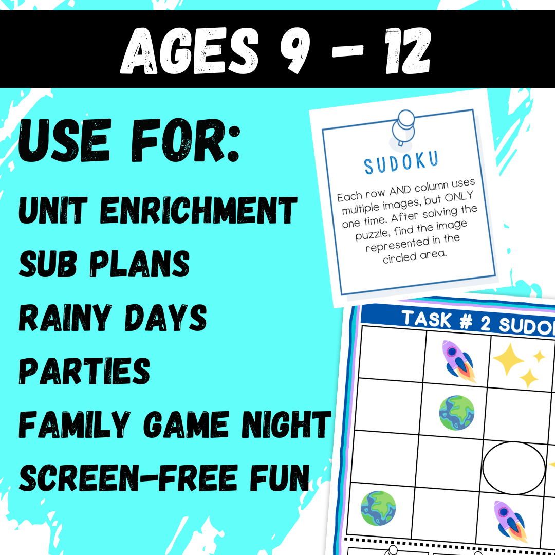 Trapped in Space Logic Puzzle Escape Room | Printable Summer Activity for Grades 4–6 | 10 Critical Thinking Challenges