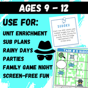 Spy Mission Logic Puzzle Escape Room | Summer Brain Teasers for Grades 4–6 | 10 Secret Agent Puzzles