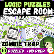 Zombie Logic Puzzle Escape Room | Halloween Activity for Grades 4–6 | 10 Brain-Bending Puzzles
