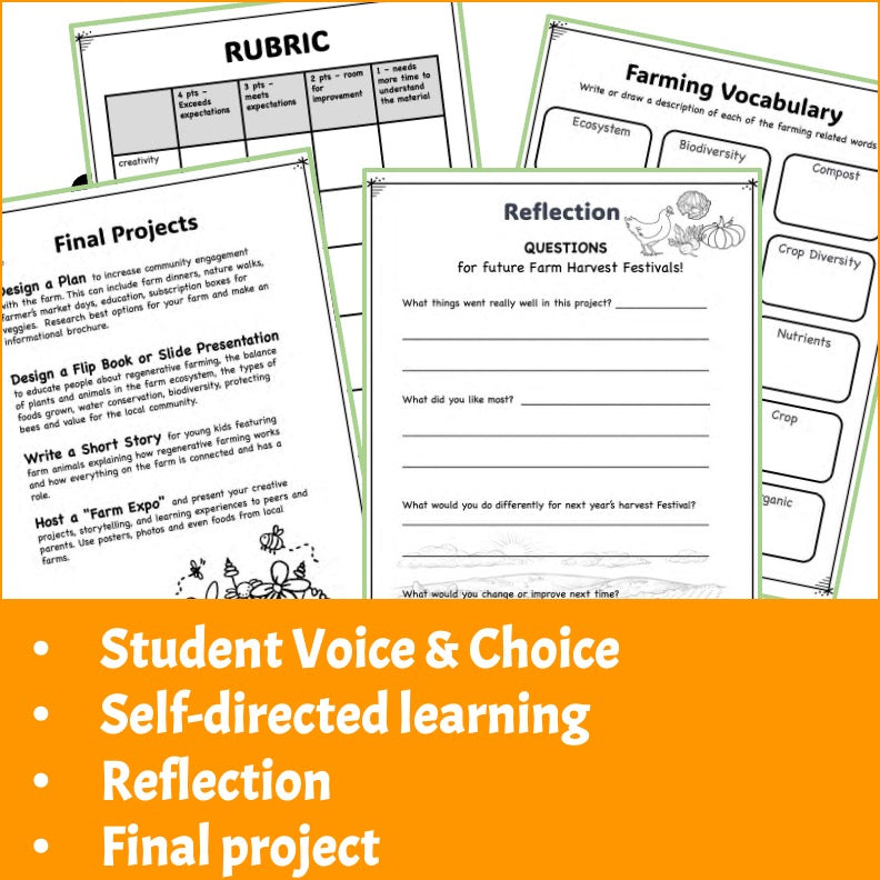 Farm Harvest Day Project Based Learning Environment and Ecology Activity Bundle