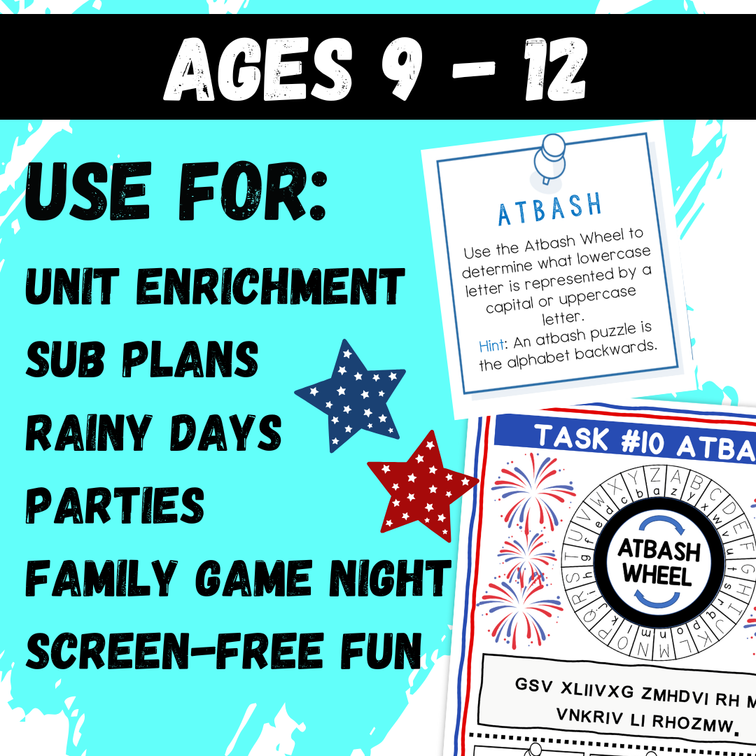 4th of July Logic Puzzle Escape Room | Printable Summer Activity for Grades 4–6 | 10 Festive Brain Games