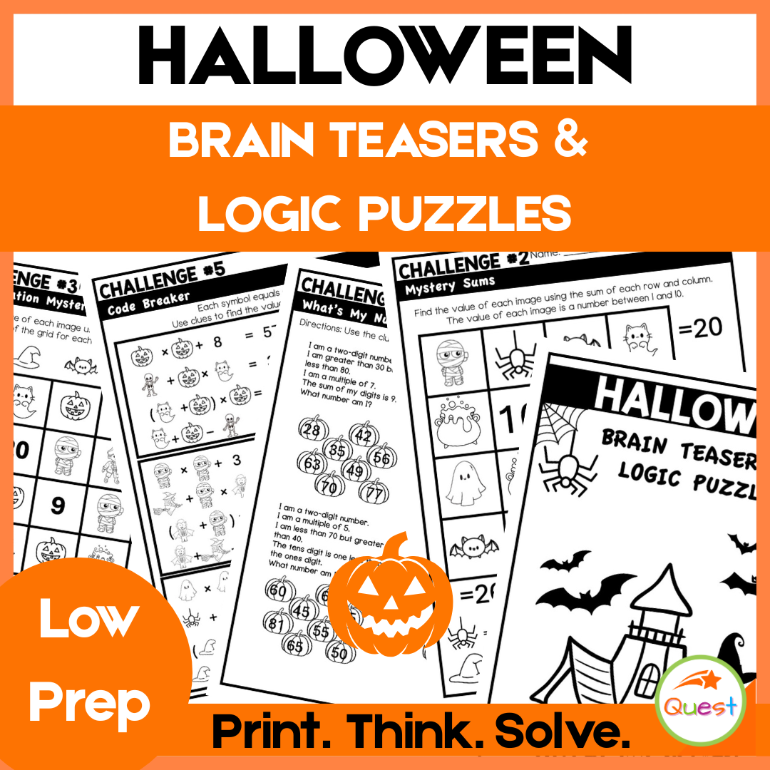 Halloween Brain Teasers & Logic Puzzles | Deductive Reasoning Activities for Grades 4–6