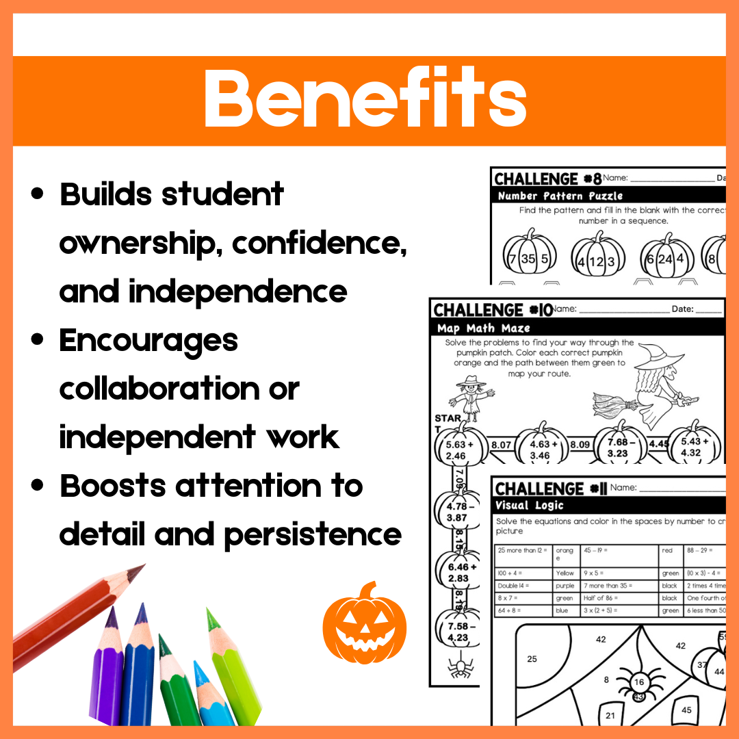 Halloween Brain Teasers & Logic Puzzles | Deductive Reasoning Activities for Grades 4–6