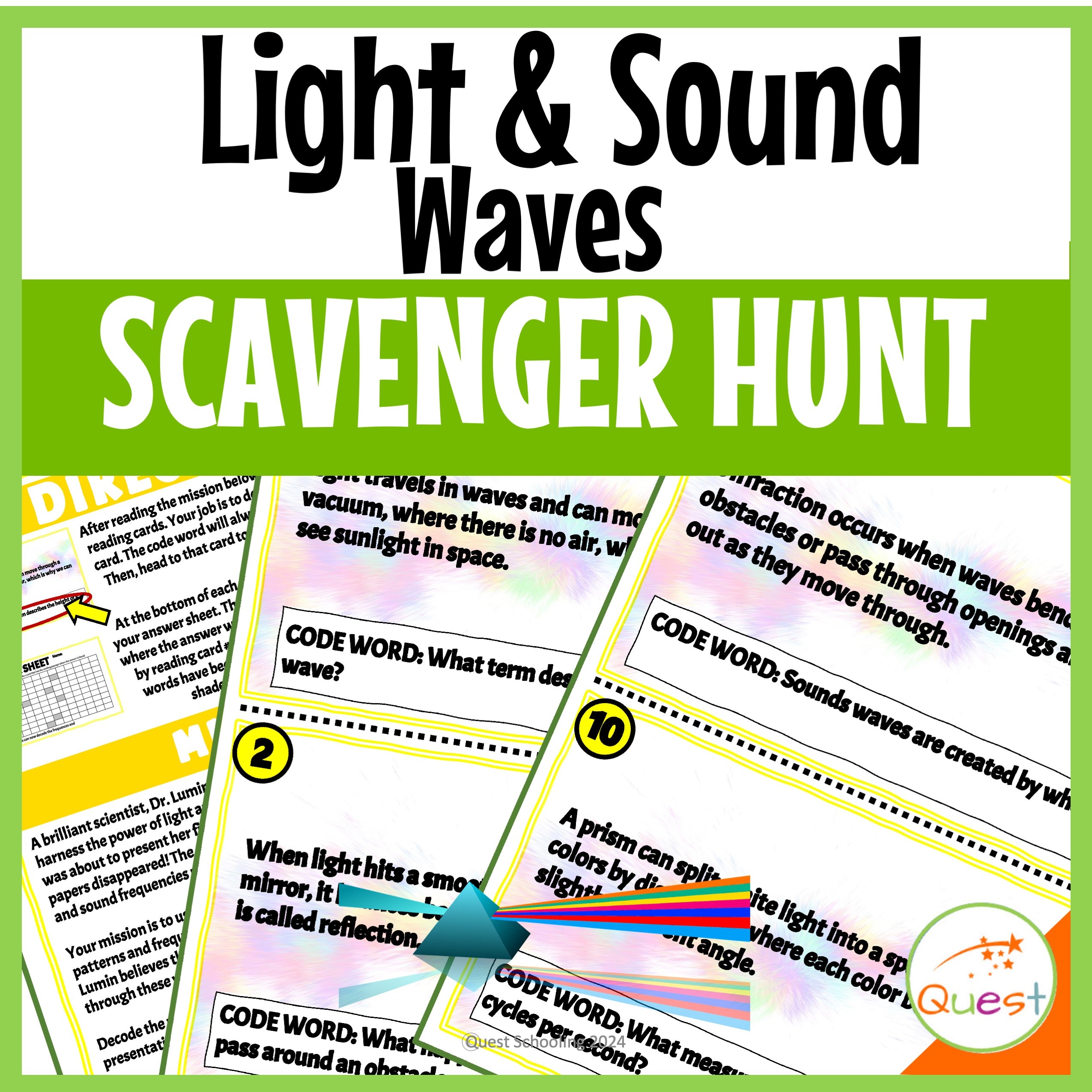 Light and Sound Waves Physical Science Scavenger Hunt for Kids 9-13 ...