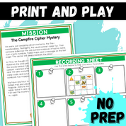 Camping Logic Puzzle Escape Room | Printable Brain Teasers for Grades 4–6 | 10 Fun Challenges