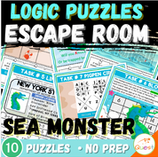 Sea Monster Logic Puzzle Escape Room | Grades 4–6 Summer Activity | 10 Brain Teasers for Critical Thinking