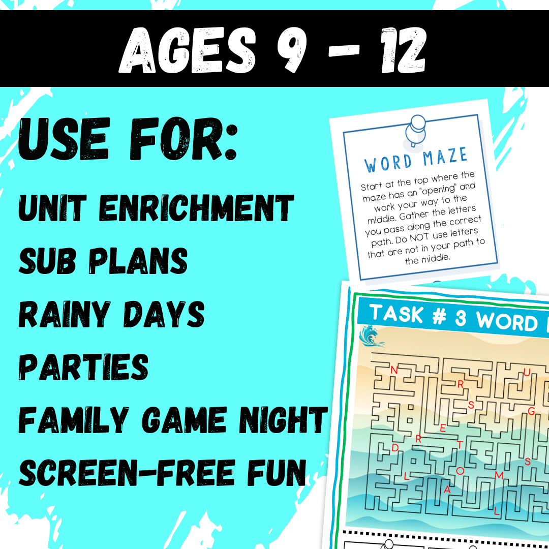 Sea Monster Logic Puzzle Escape Room | Grades 4–6 Summer Activity | 10 Brain Teasers for Critical Thinking