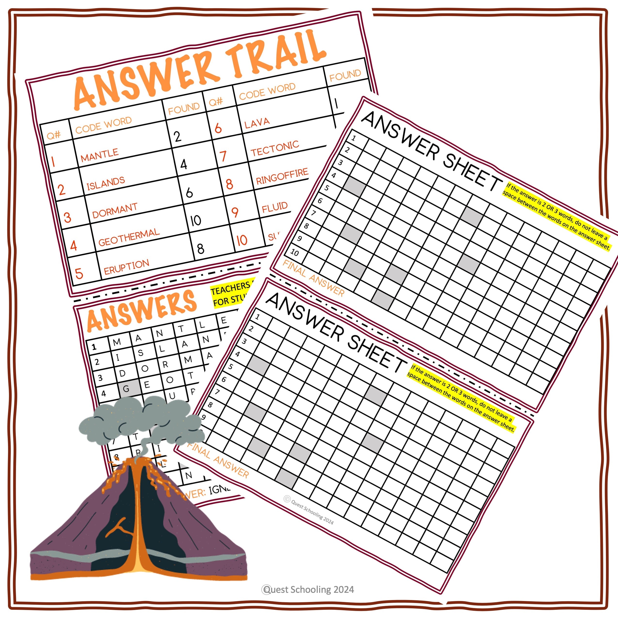 Volcanic Eruption Scavenger Hunt Natural Science Activity