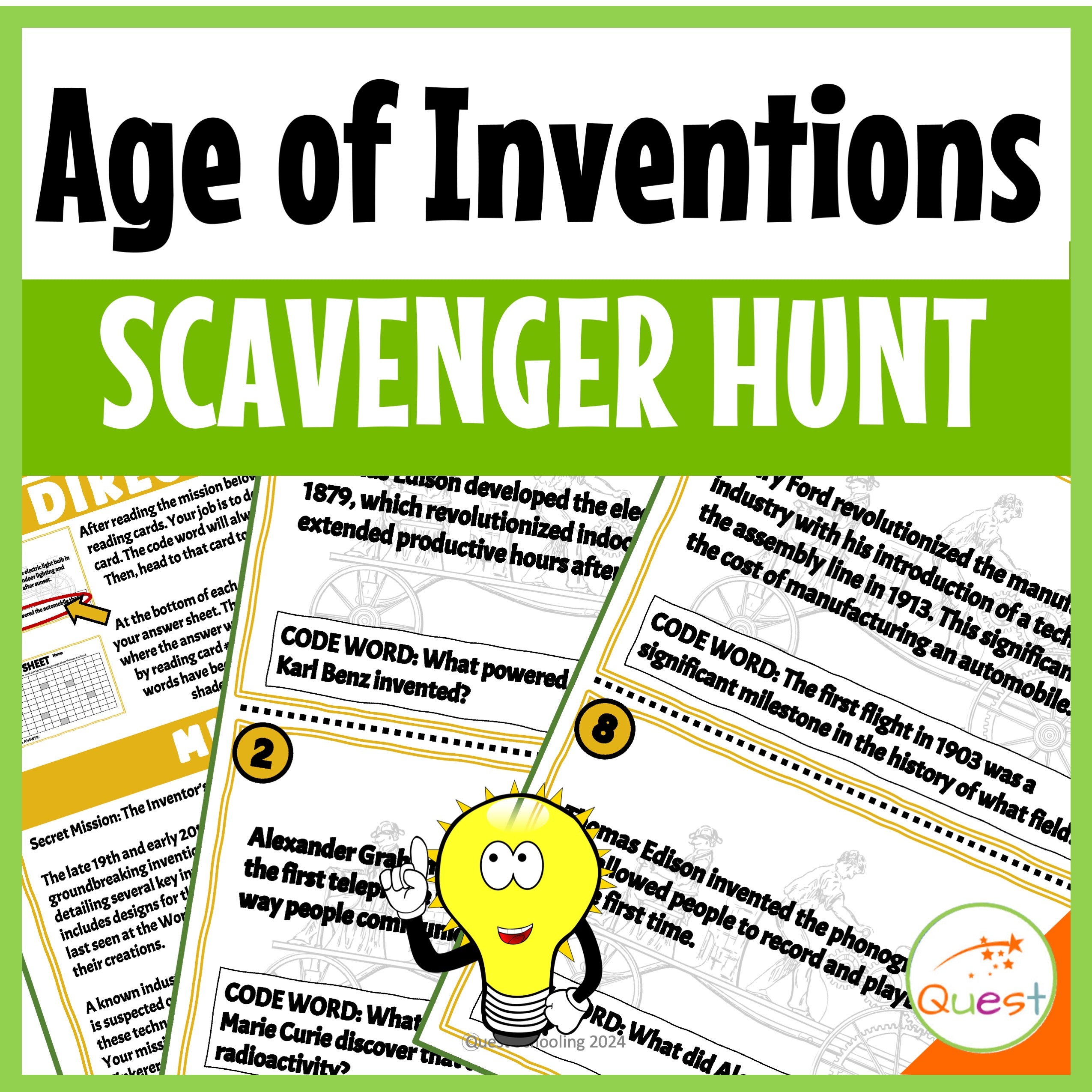 Age of Inventions Social Studies Scavenger Hunt for Kids 9-13