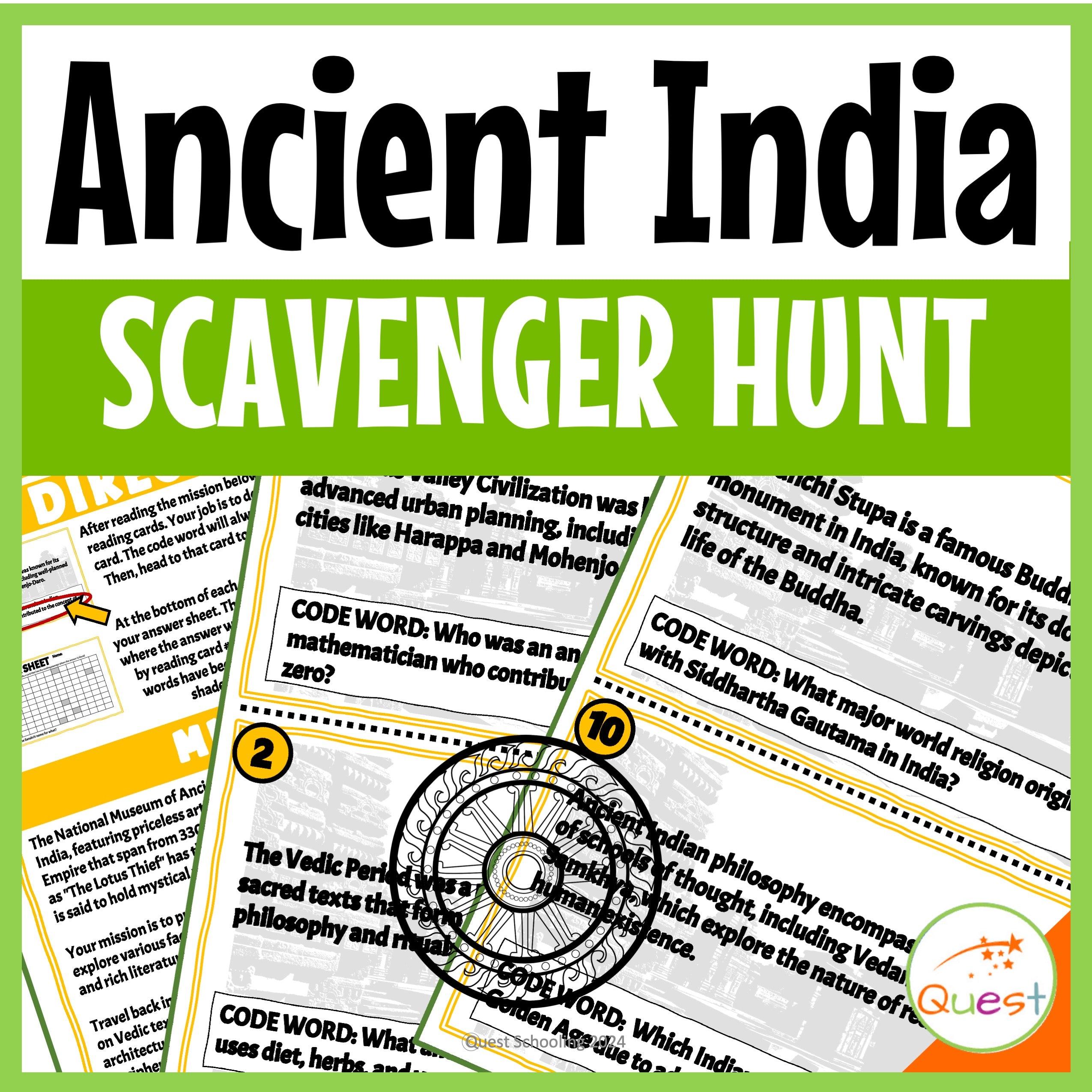 Ancient India Social Studies History Scavenger Hunt for Kids 9-13