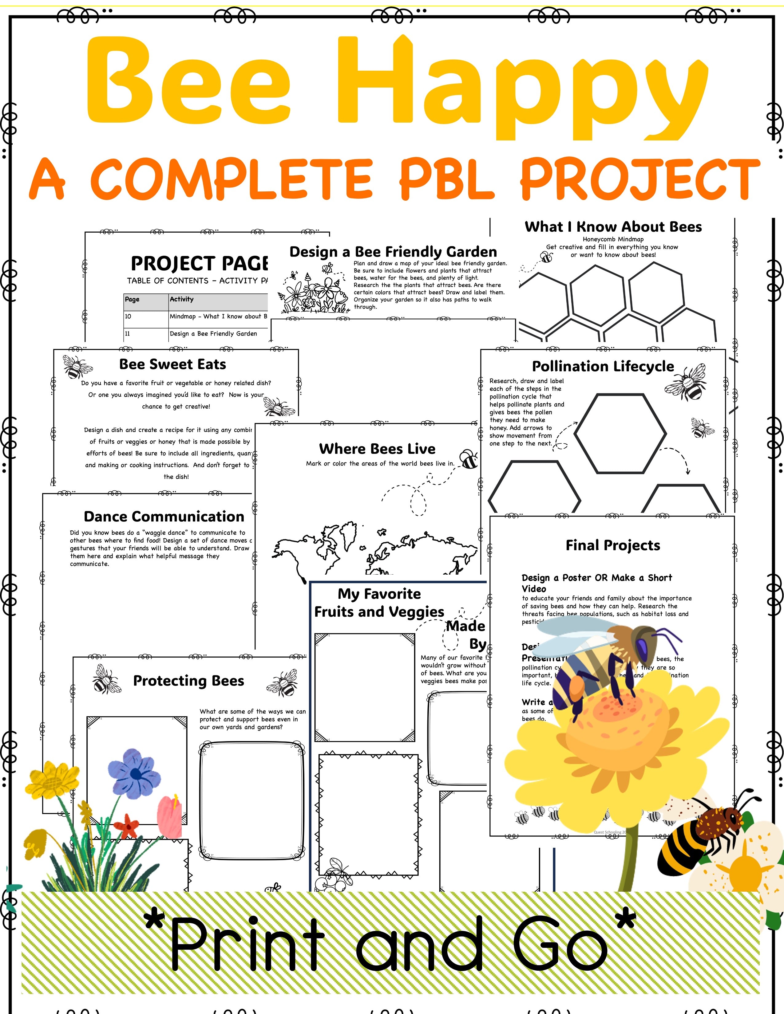 Bee Happy Project Based Learning PBL Environment, Art, ELA