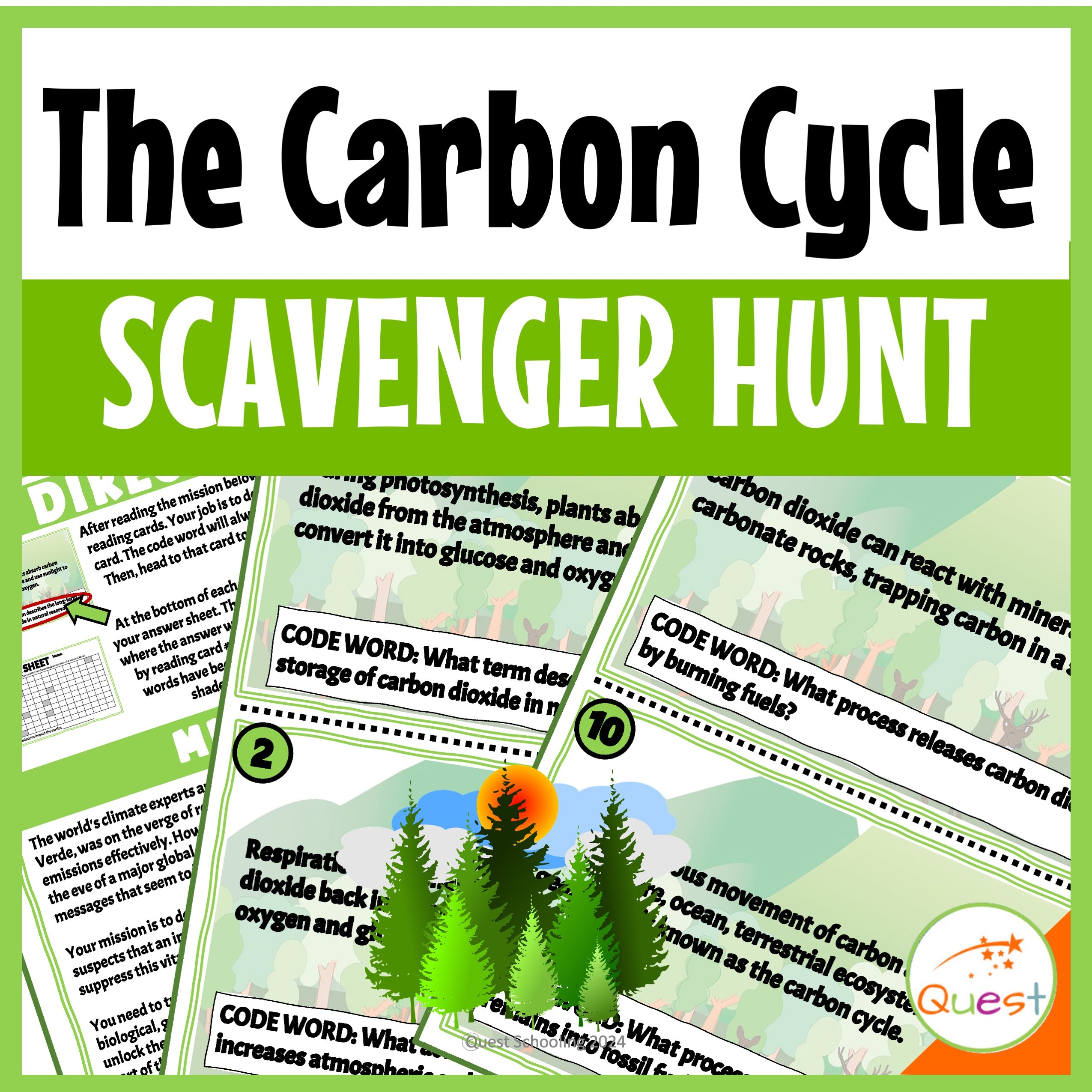 The Carbon Cycle Biology Life Science Scavenger Hunt for Kids 9-13