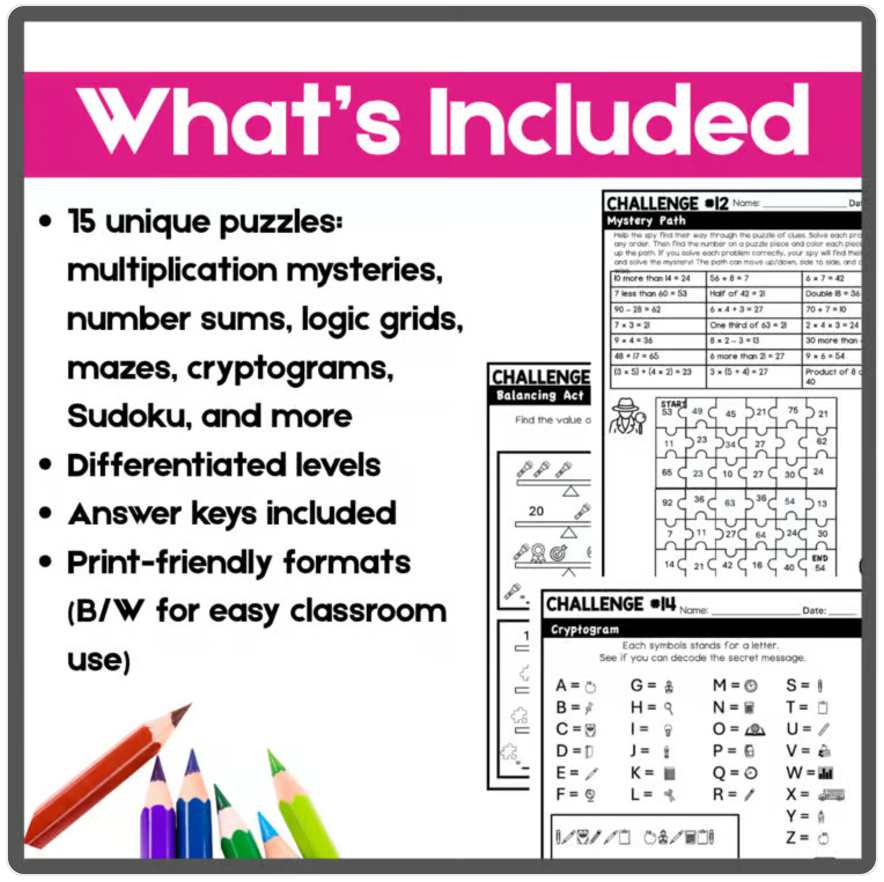 Detective Logic Puzzles &amp; Brain Teasers | Problem-Solving Activities for Grades 4–6