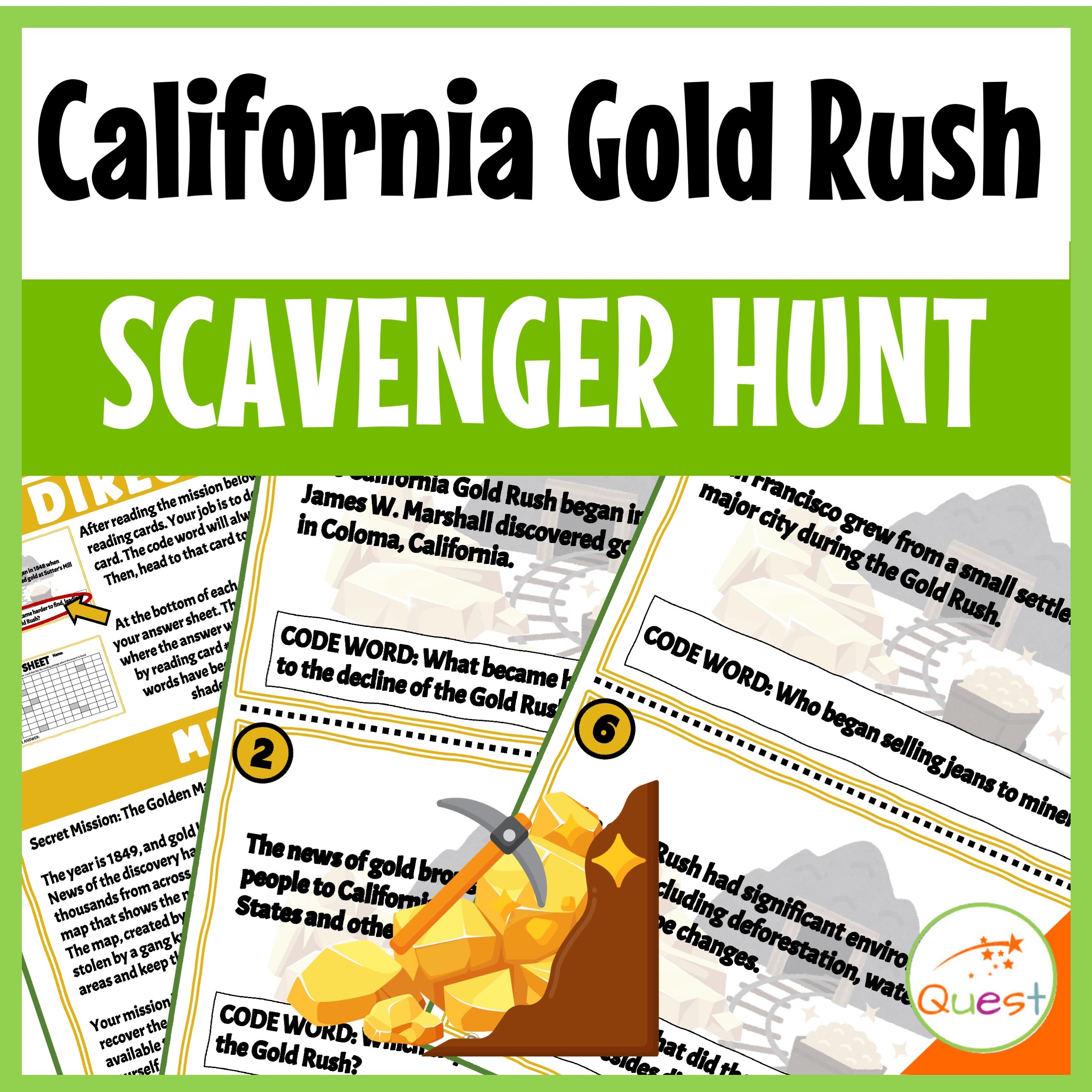 California Gold Rush Educational Scavenger Hunt for Kids 9-13