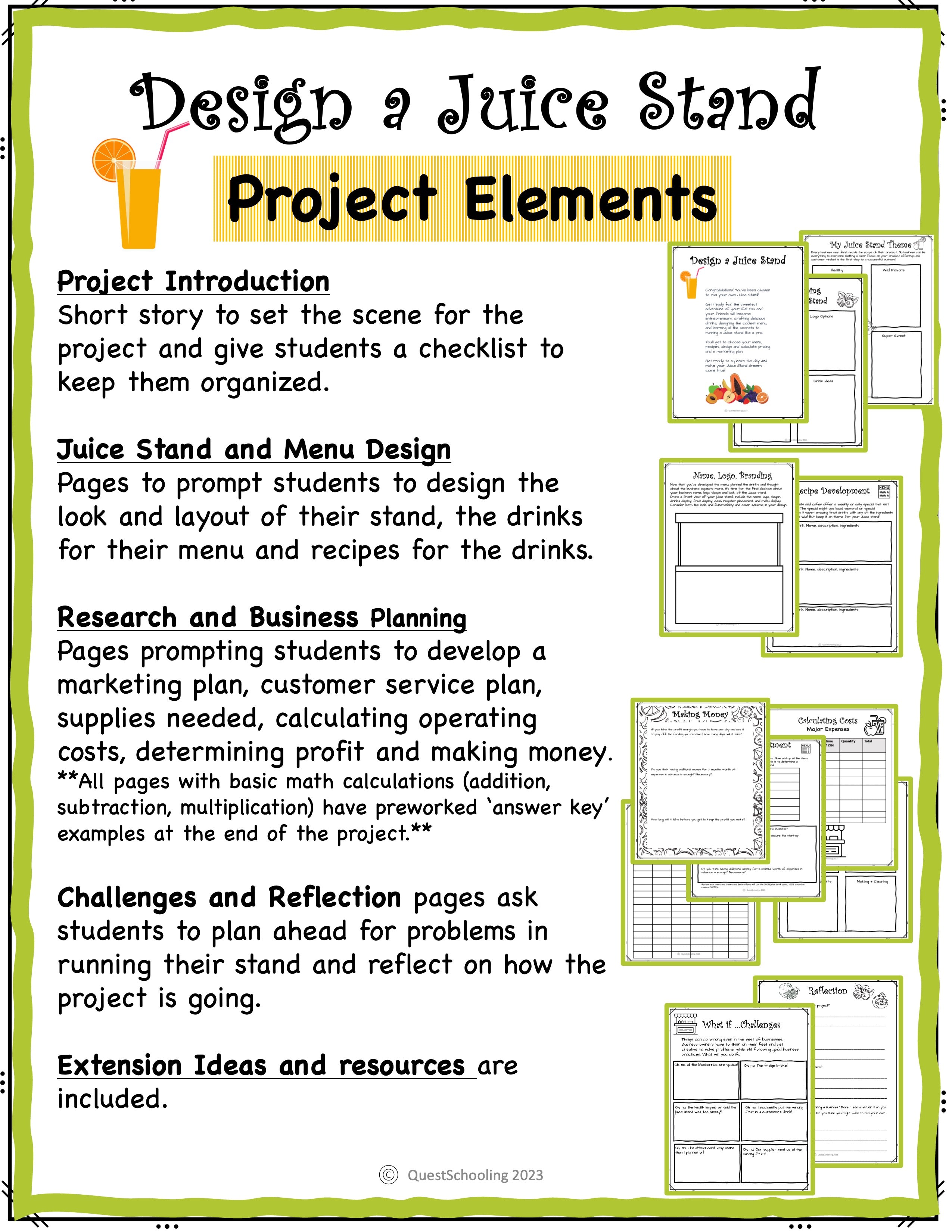 Run a Juice Stand Project Based Learning Entrepreneurship PBL