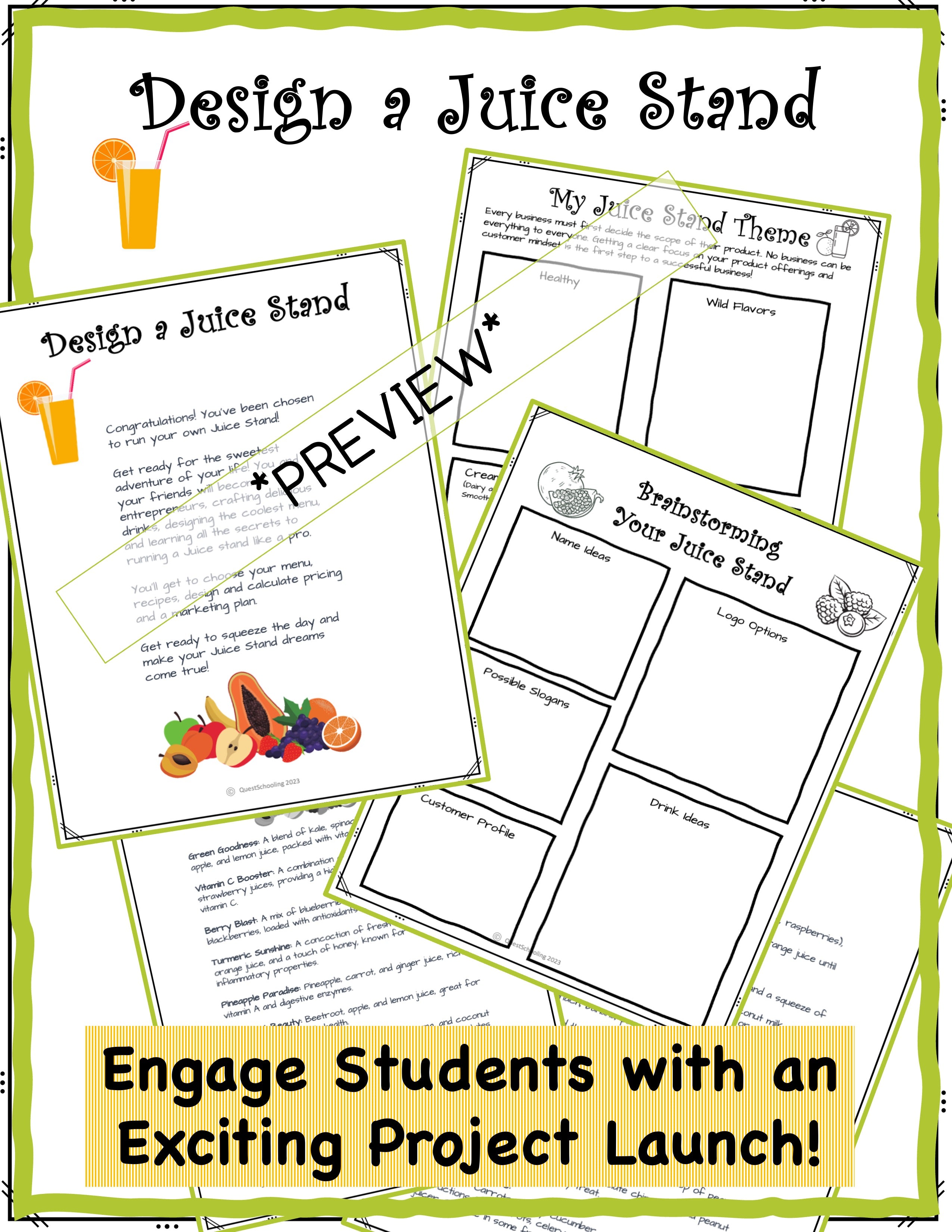 Run a Juice Stand Project Based Learning Entrepreneurship PBL