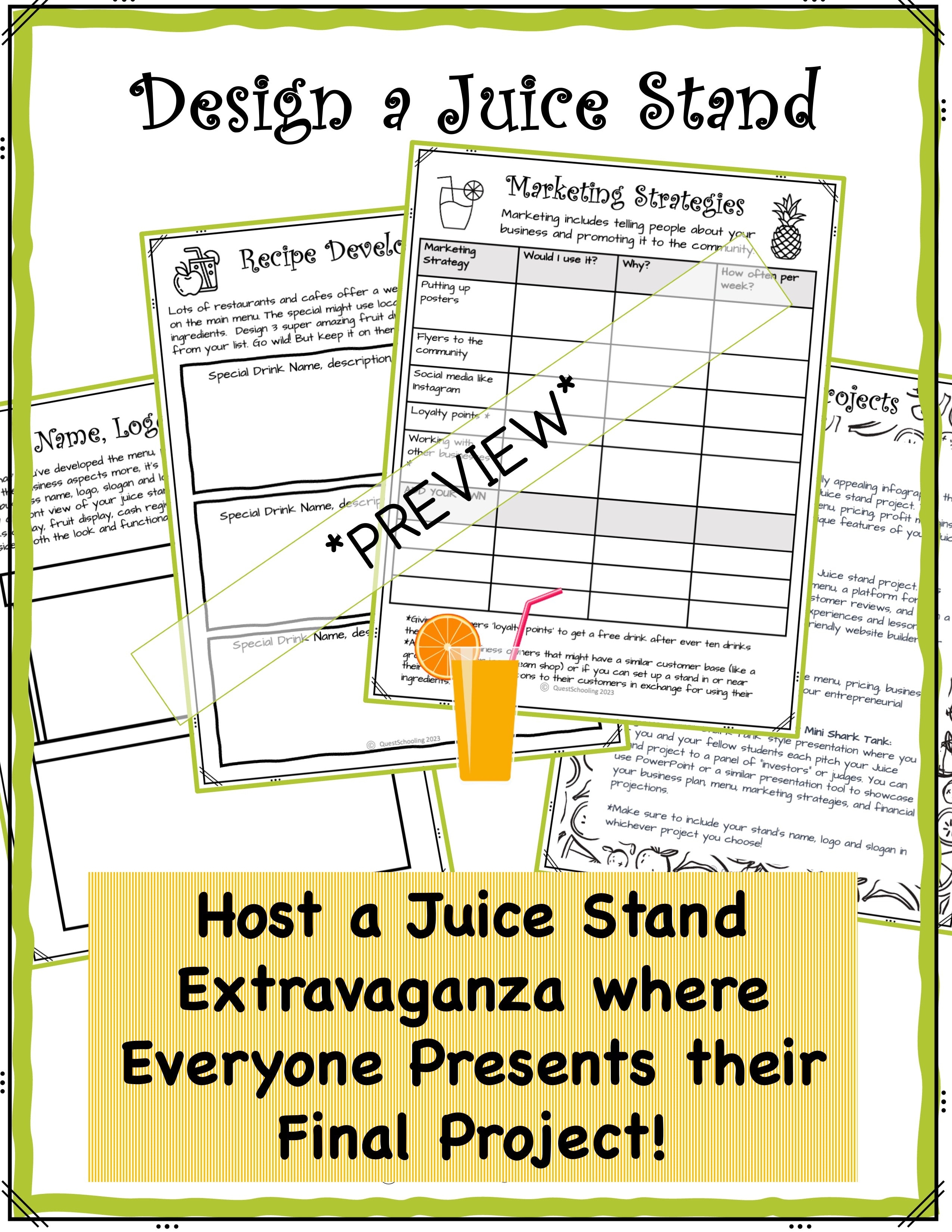 Run a Juice Stand Project Based Learning Entrepreneurship PBL