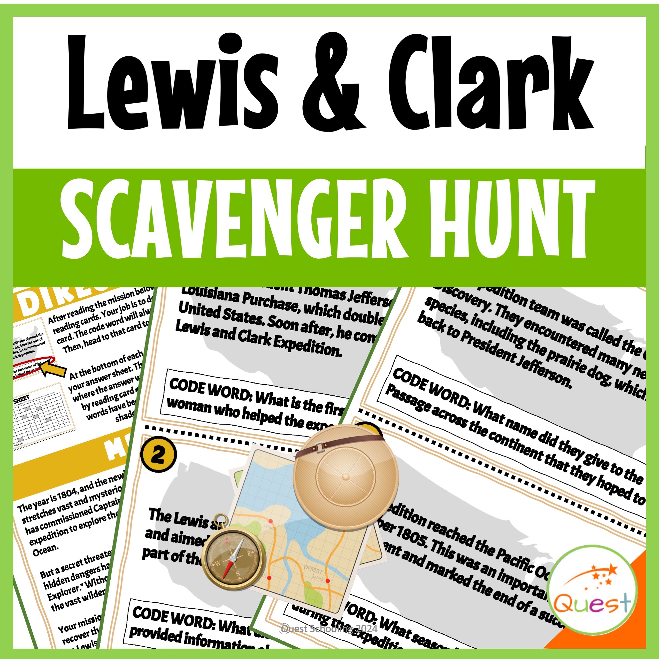 Louis and Clark Expedition U.S. History Scavenger Hunt for Kids 9-13