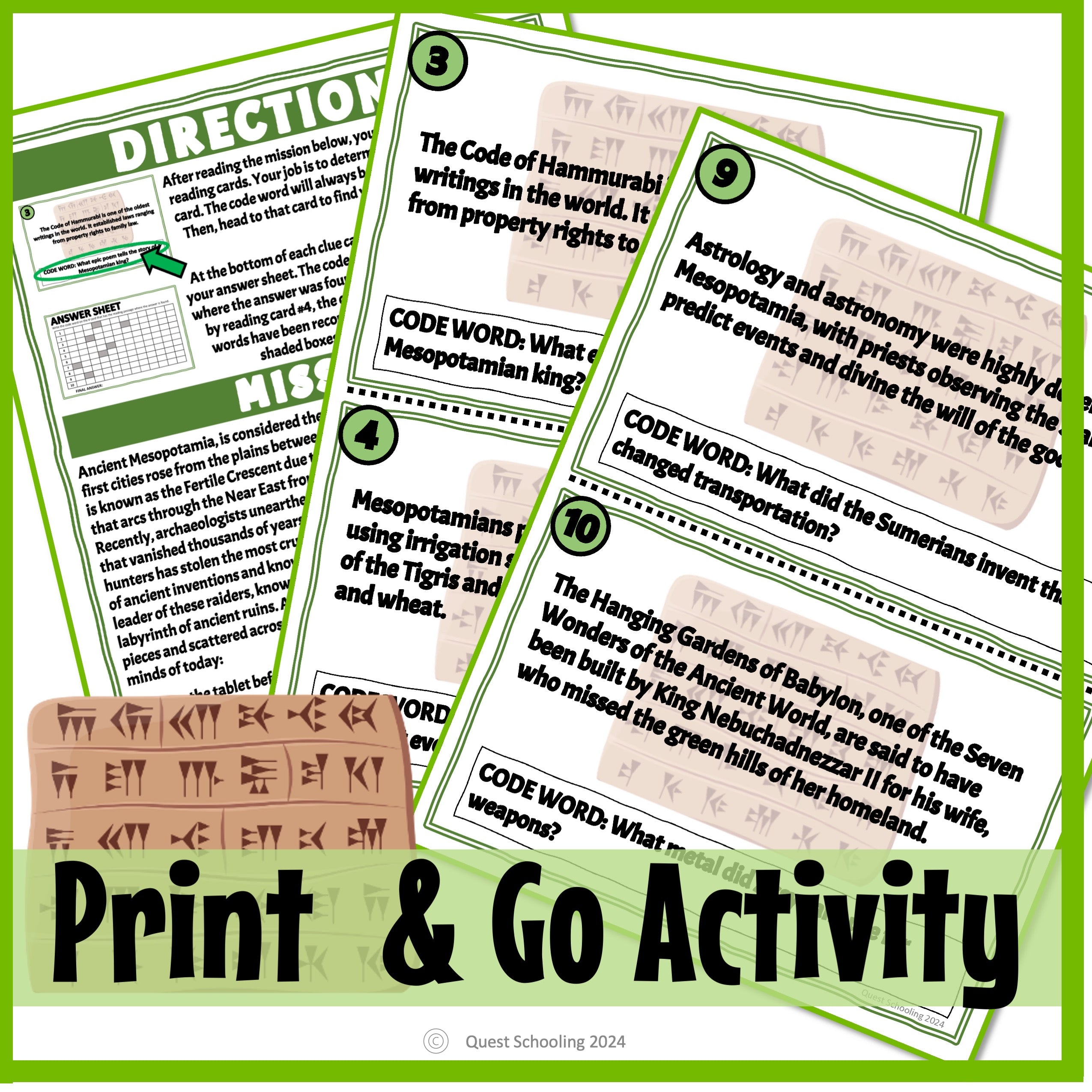 Ancient Mesopotamia Social Studies History Scavenger Hunt for Kids 9-13