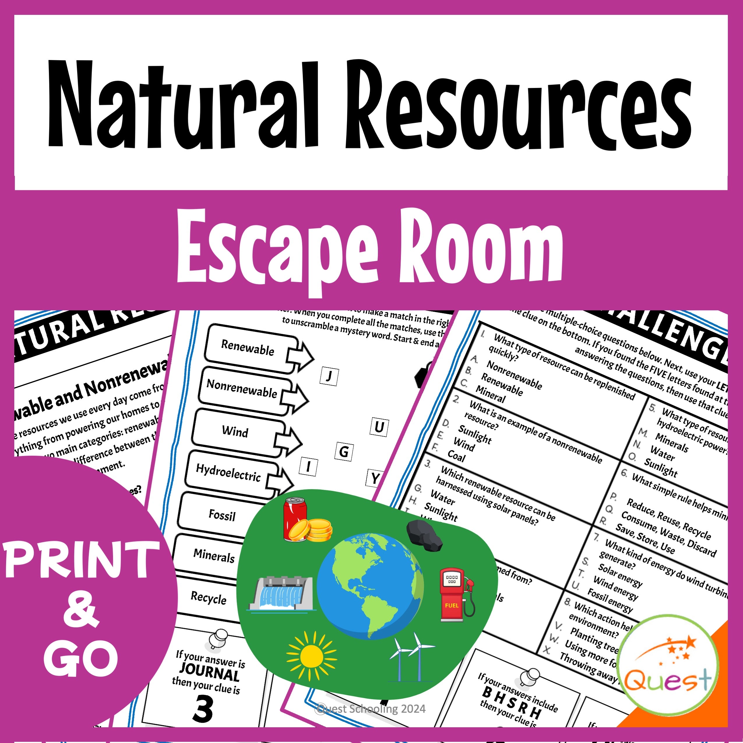 Natural Resources Ecology and Environment Educational Escape Room for Kids 9-13