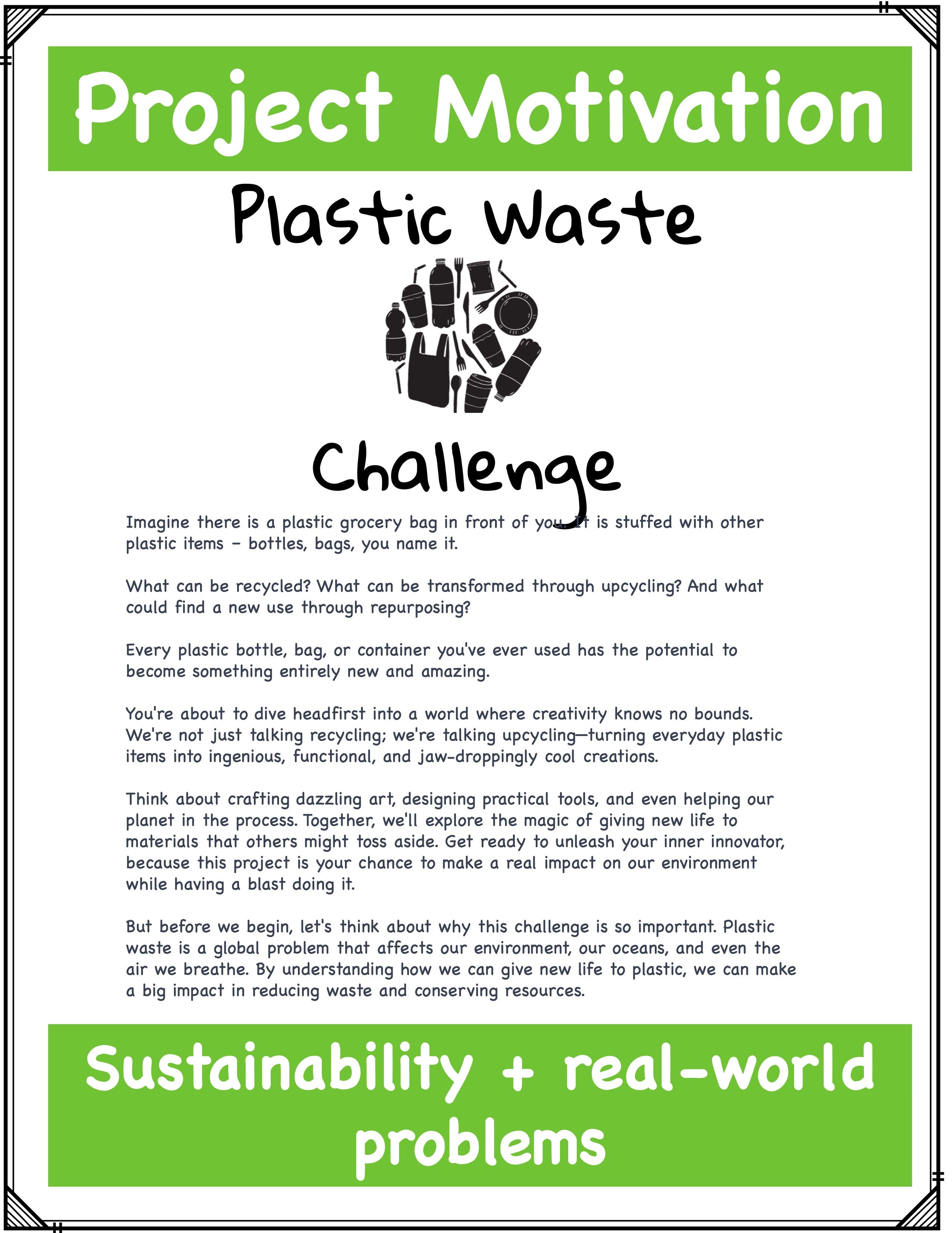 Plastic Waste Challenge - Project Based Learning PBL Environment Sustainability