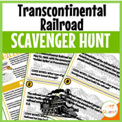 Transcontinental Railroad U.S. History Scavenger Hunt for Kids 9-13