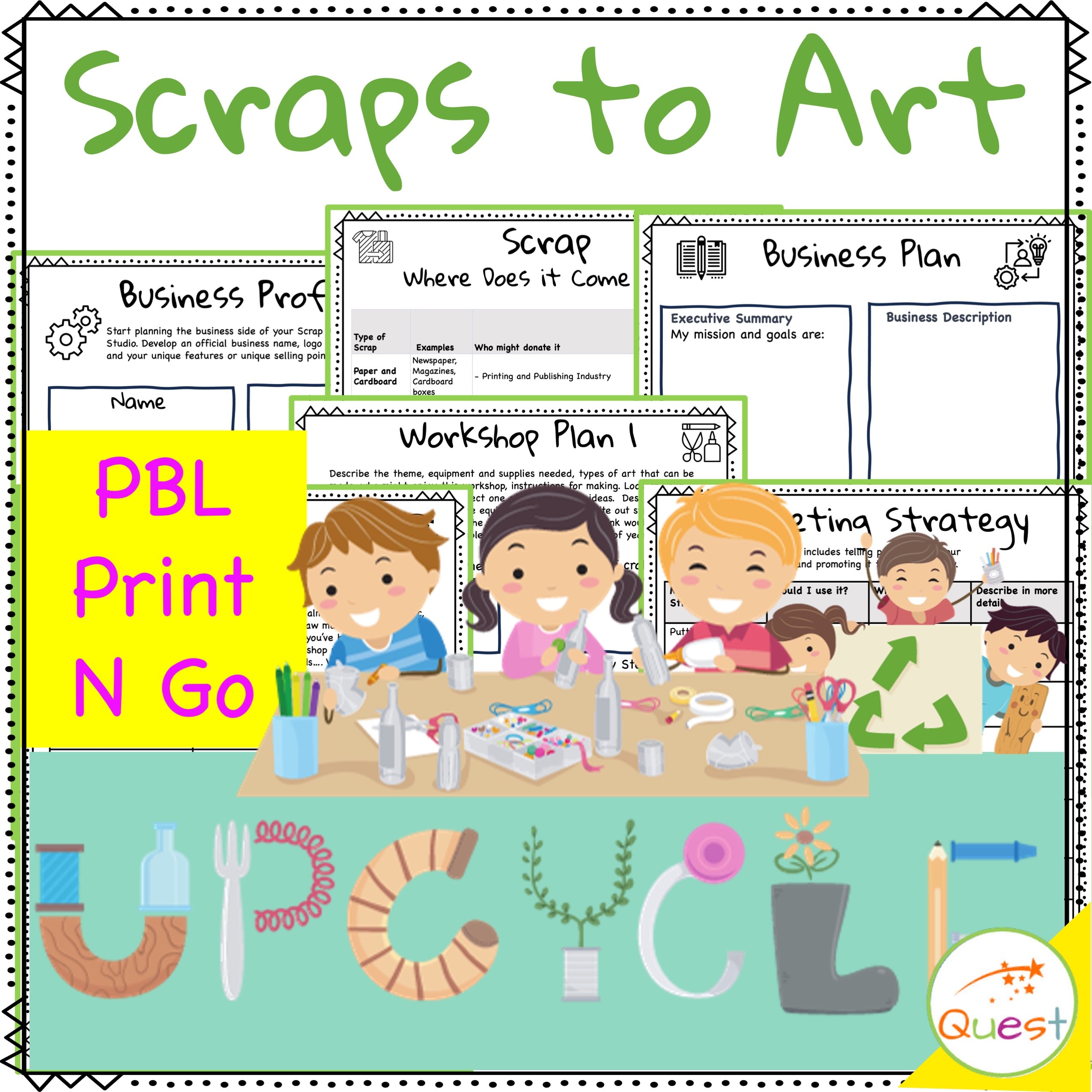 Scraps to Art I Project Based Learning PBL Environment, Entrepreneur, Art