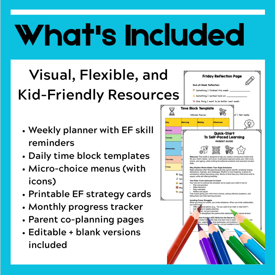 Self-Paced Learning Toolkit &amp; Executive Function Planner for Homeschool