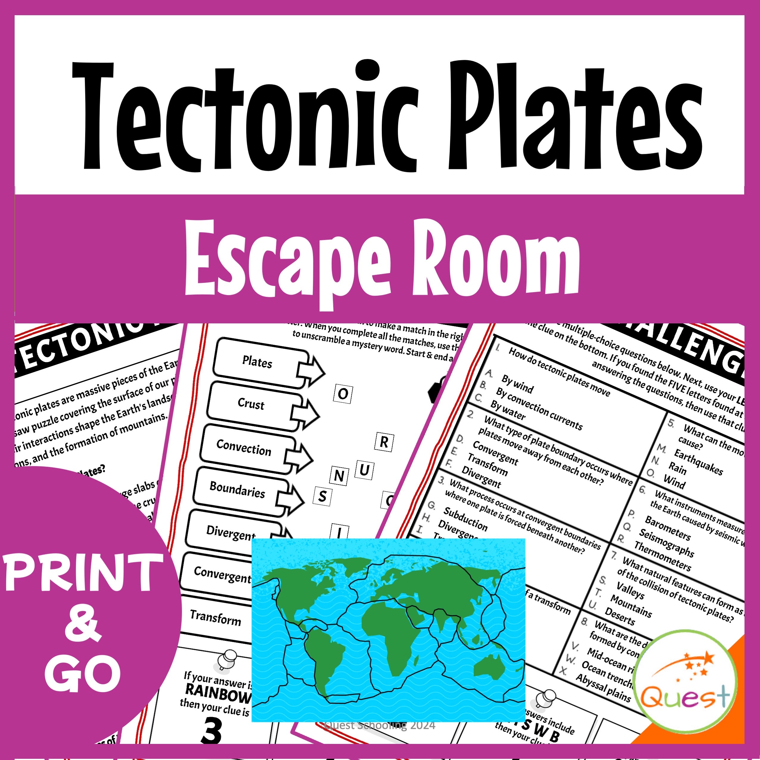 Tectonic Plates Educational Escape Room for Kids 9-13