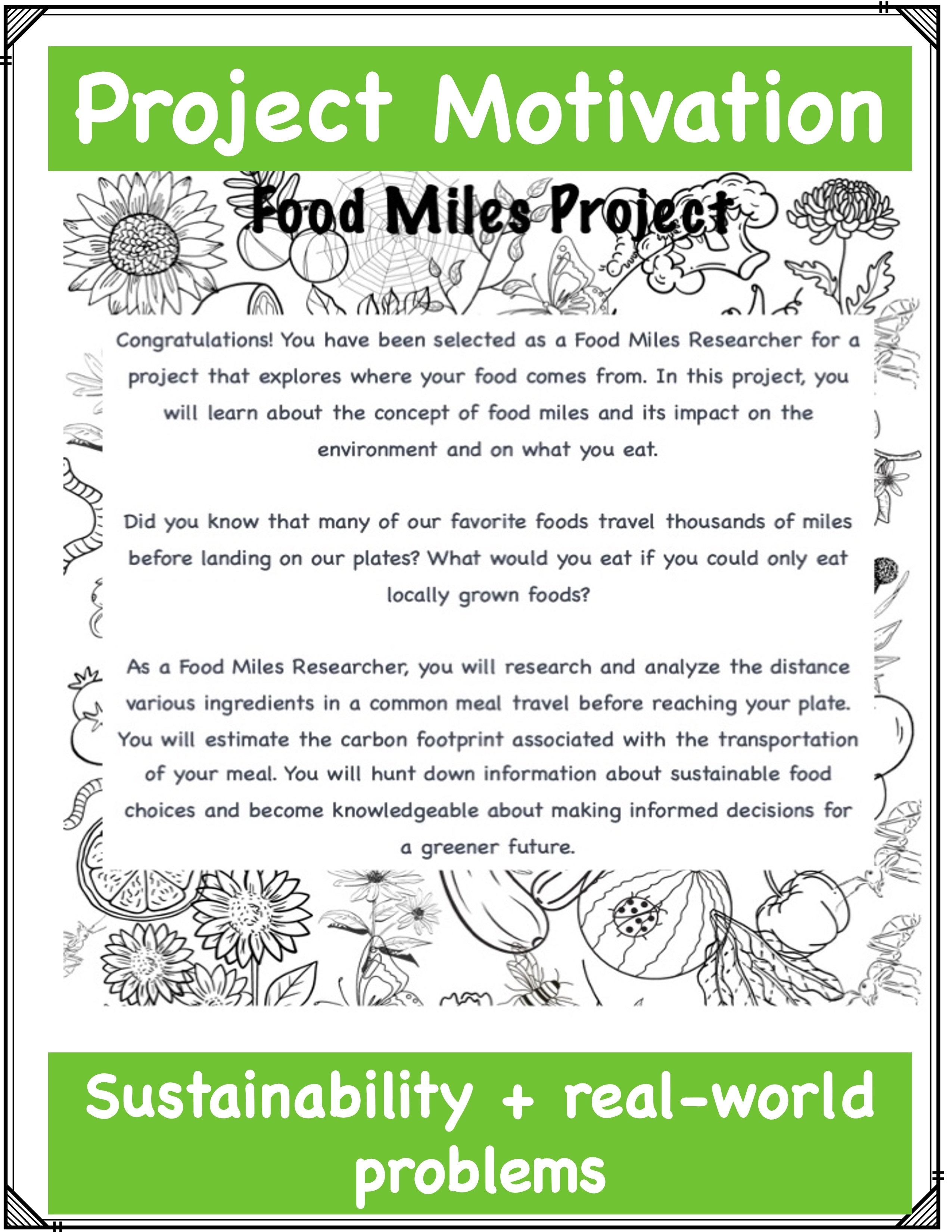 Food Miles Project Based Learning PBL for Environment and Sustainability