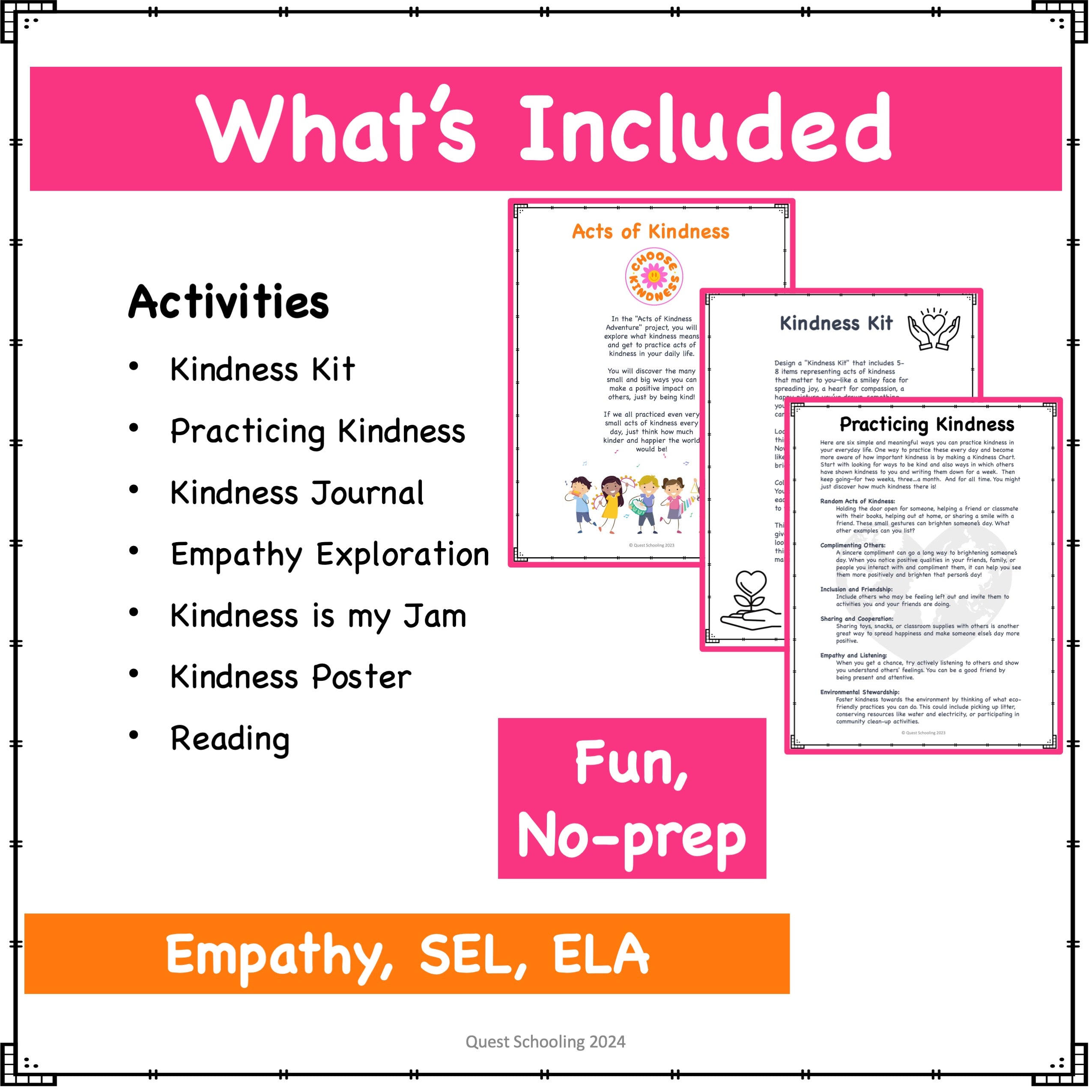 Acts of Kindness Project Based Learning PBL Empathy SEL Kindness