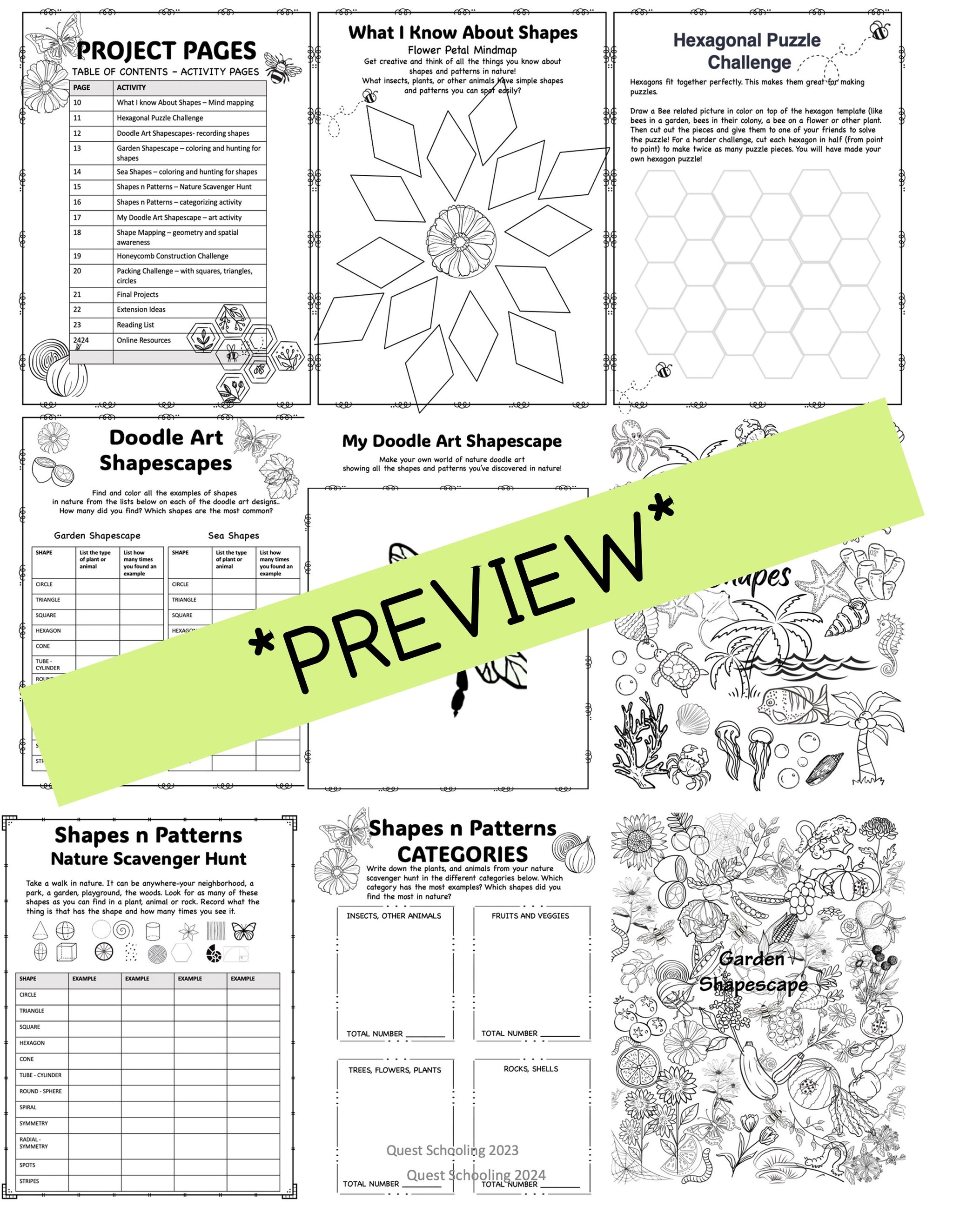 Nature Math Project Shapes in Nature Project Based Learning PBL Math, Geometry, Science ...