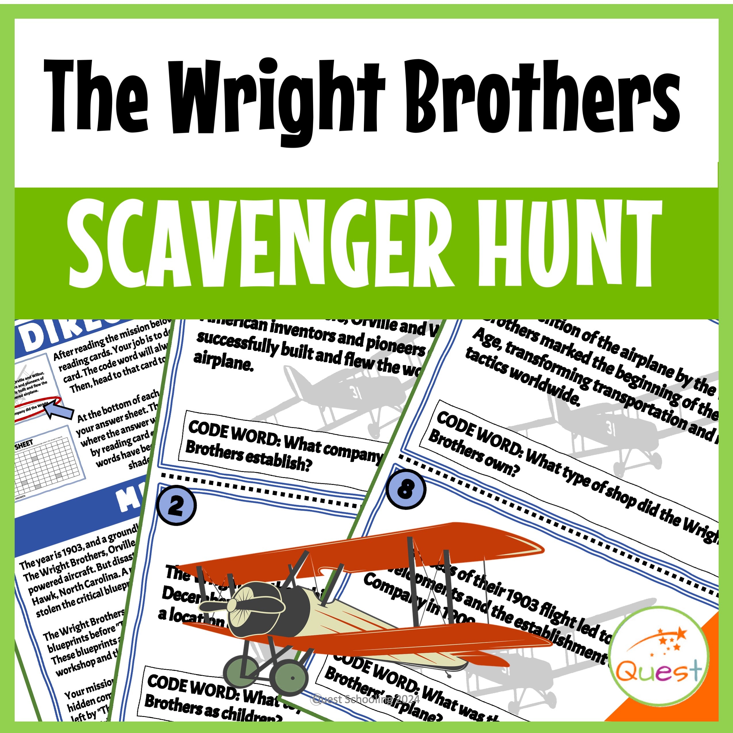 The Wright Brothers U.S. History and Aviation History Scavenger Hunt for Kids 9-13